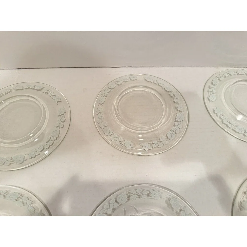 Vintage Anchor Hocking Gooseberry Clear Glass Dessert Plates – Set of 6